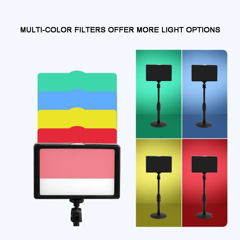 8 Three-colour Photography Flat-panel Live Fill Light - 0.5m Bracket & Bluetooth Remote