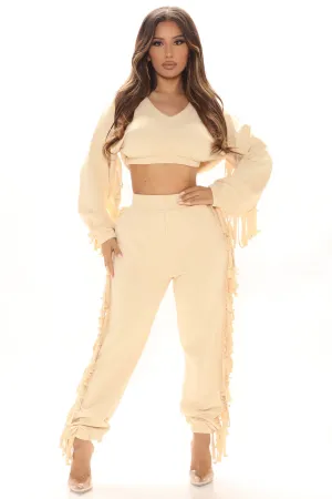 Alejandra Fringe Jogger Set - Cream