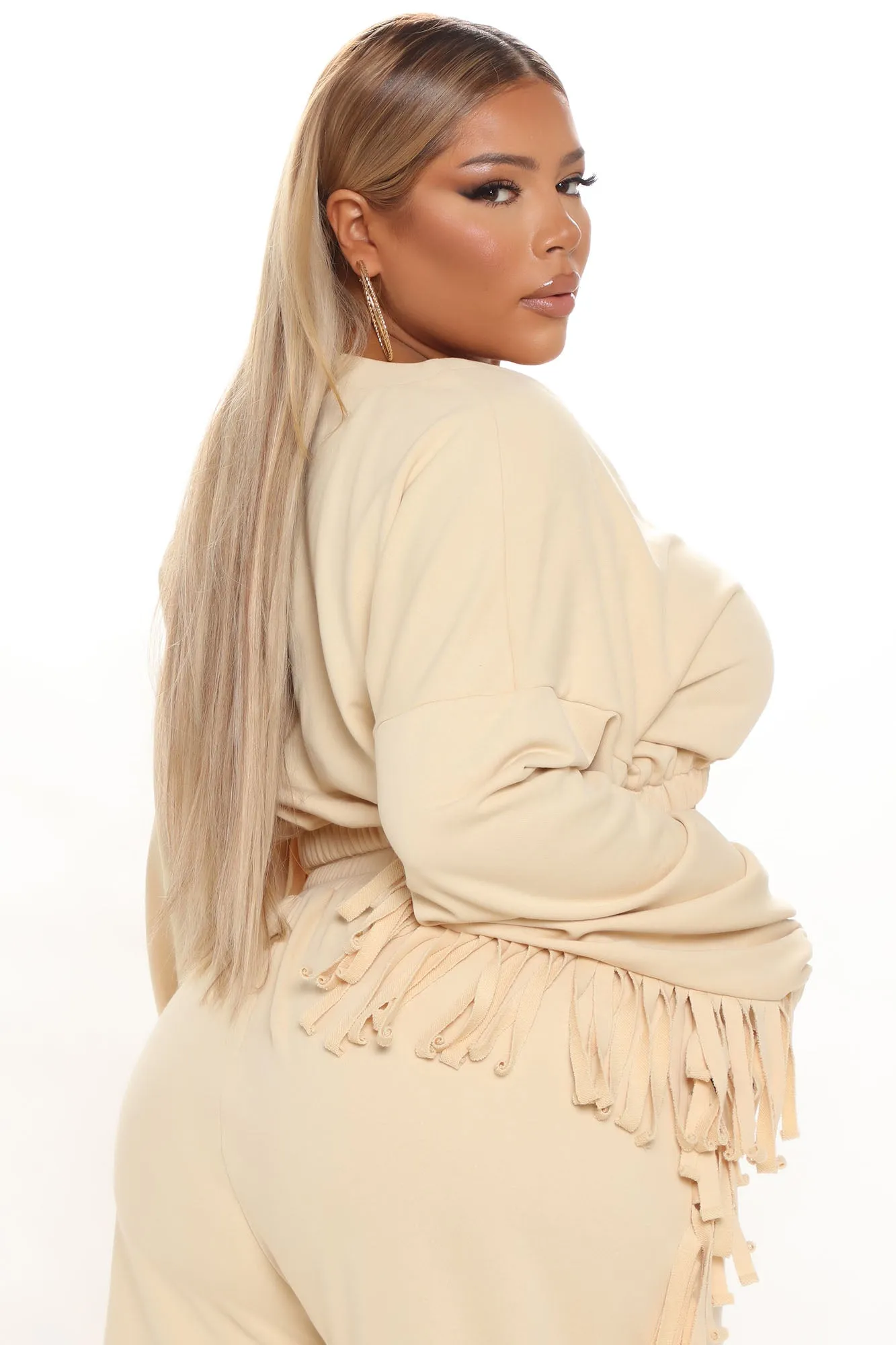 Alejandra Fringe Jogger Set - Cream