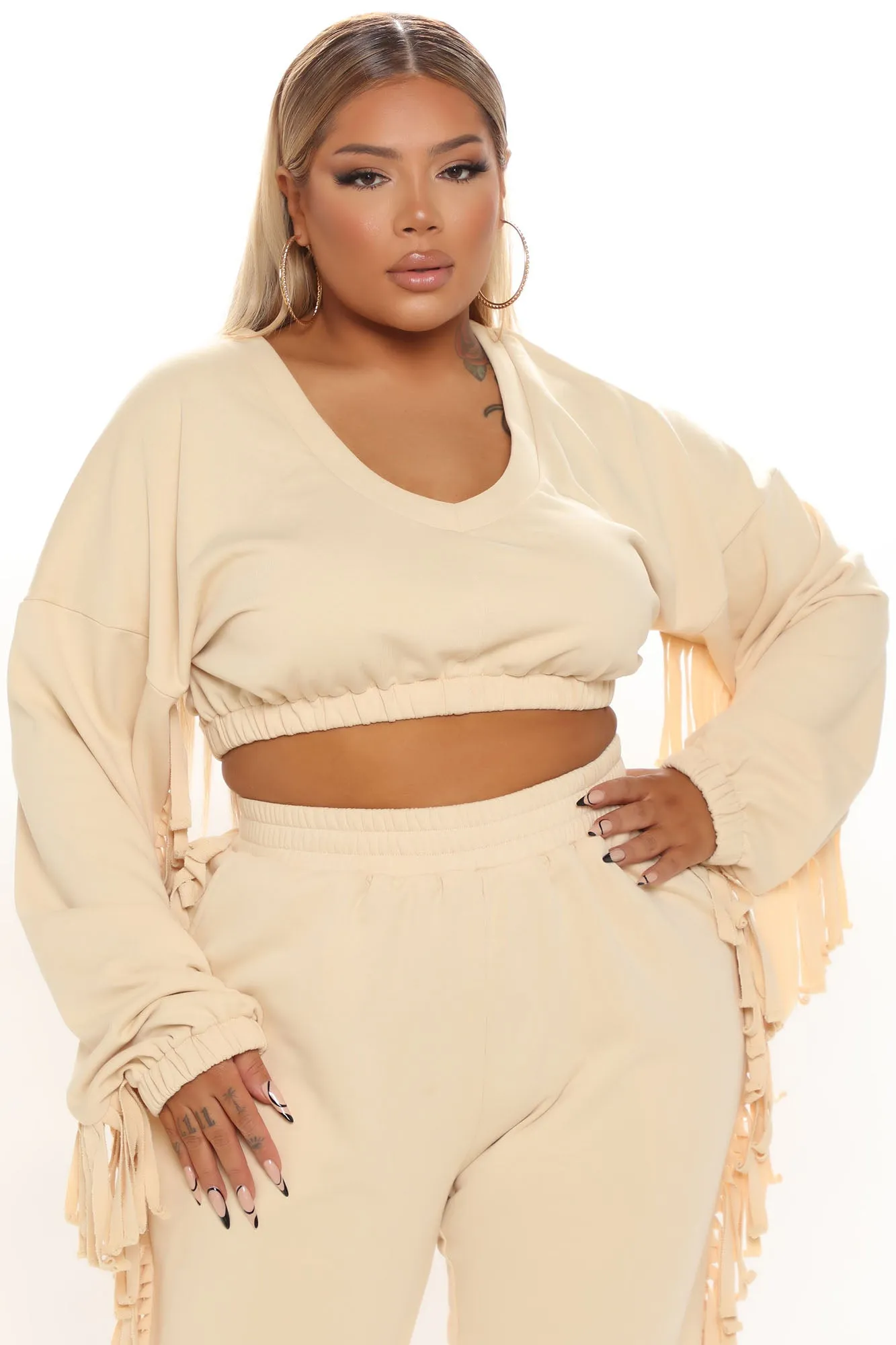 Alejandra Fringe Jogger Set - Cream