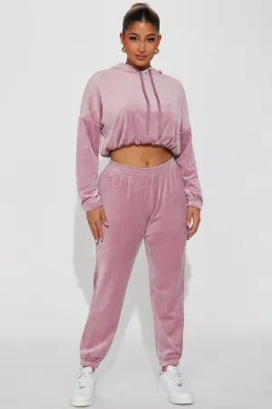 Anytime Anywhere Velour Jogger Set - Mauve