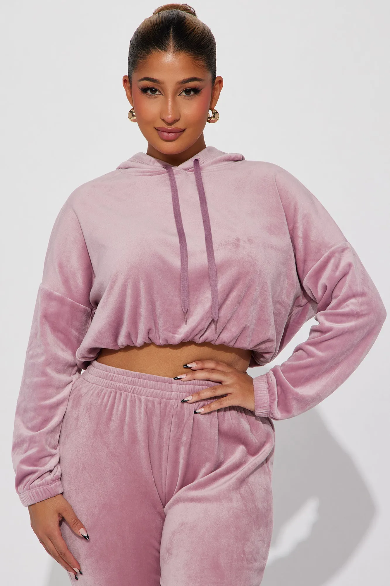Anytime Anywhere Velour Jogger Set - Mauve