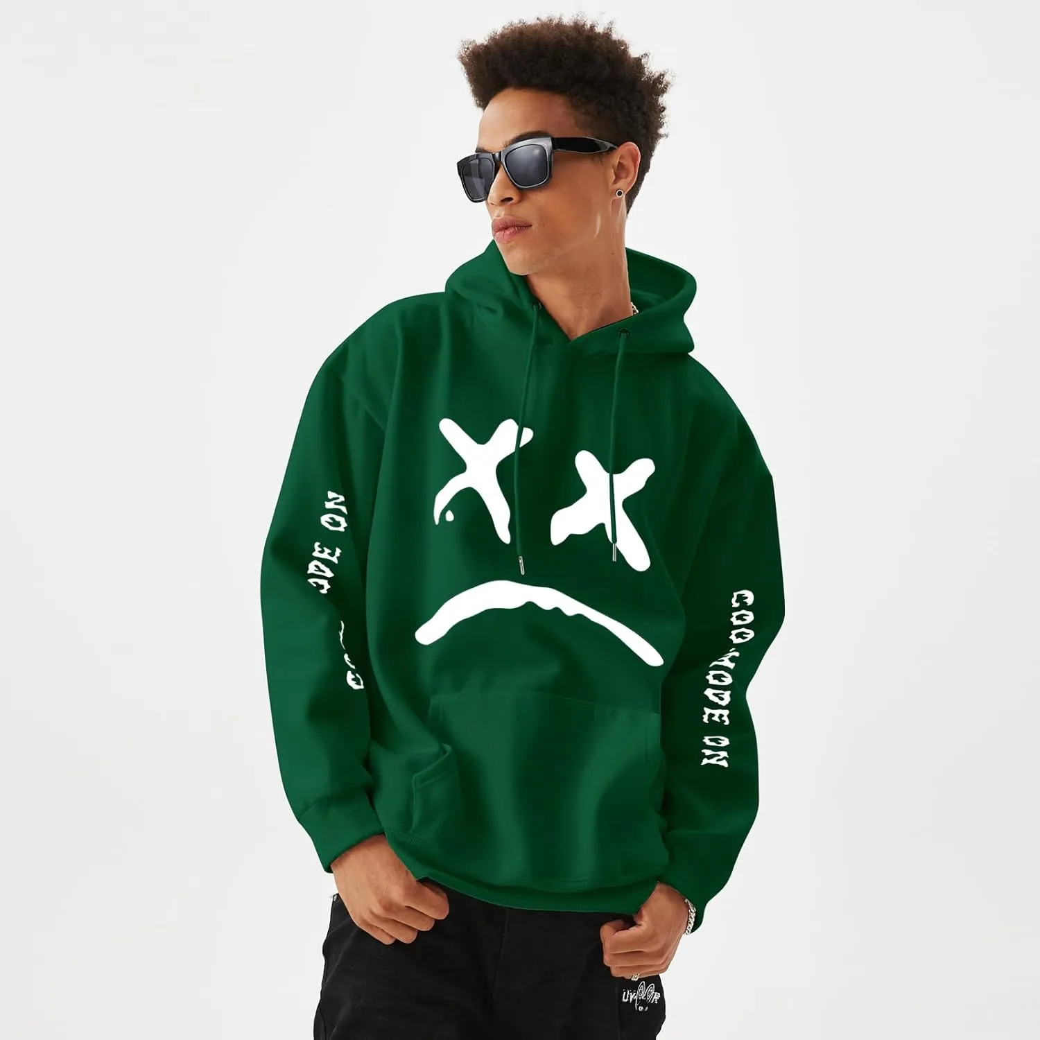 Men's Fleece Pullover Hoodie Sweatshirts Cotton Graphic Casual Streetwear