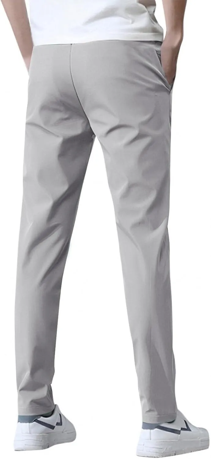 Mens Golf Pants Stretch Relaxed Fit Casual Golf Joggers Lightweight Active Pull On Pants Quick Dry Hiking Trousers