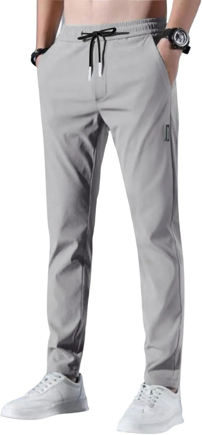 Mens Golf Pants Stretch Relaxed Fit Casual Golf Joggers Lightweight Active Pull On Pants Quick Dry Hiking Trousers
