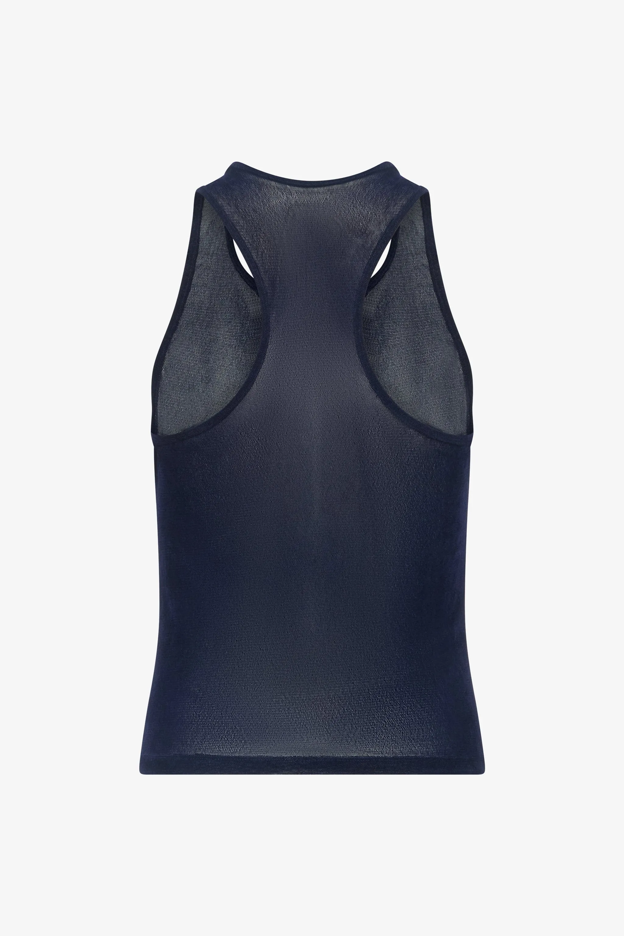 Navy Velvet Mesh Racerback Tank Top