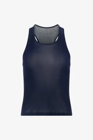 Navy Velvet Mesh Racerback Tank Top