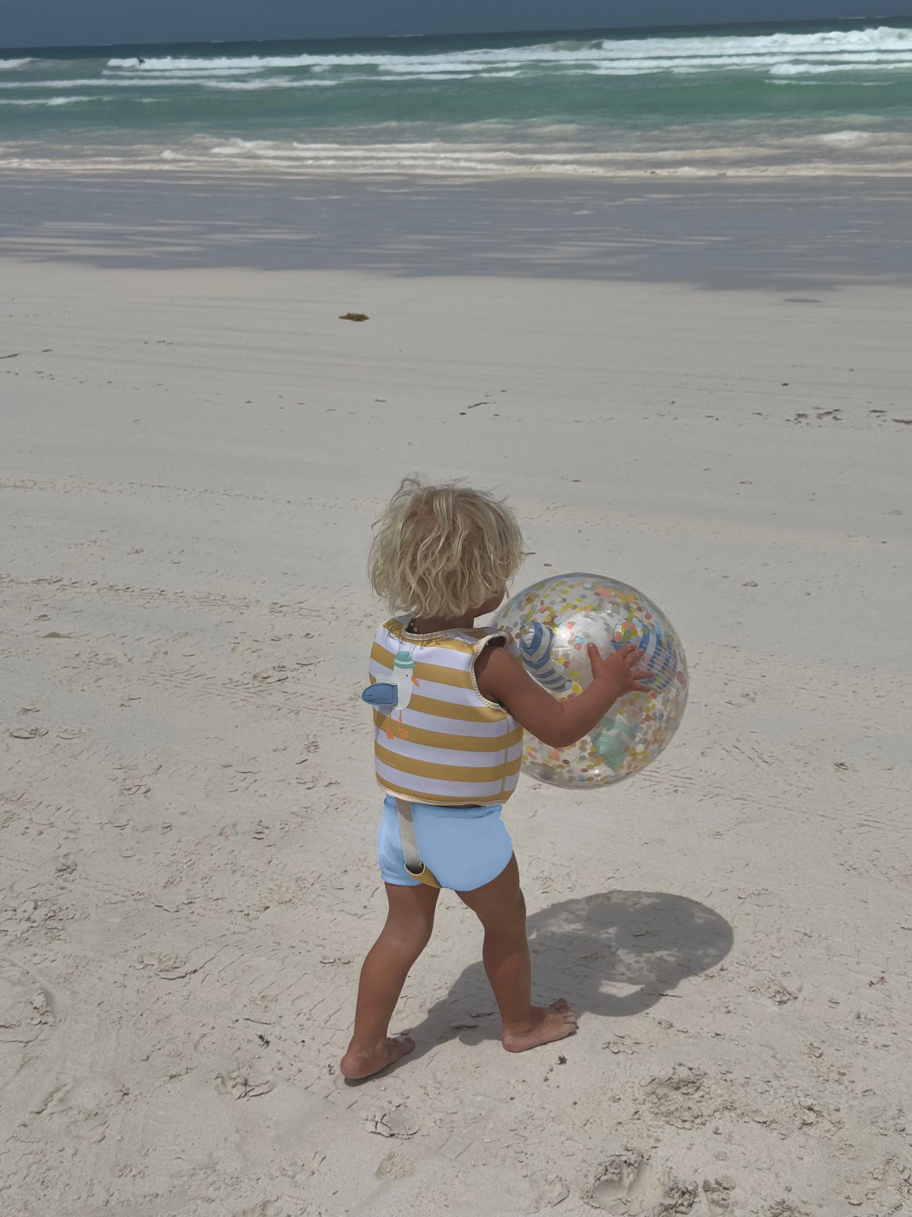 SUNNYLiFE Kids Swim Vest Sid the Seagull Mustard Stripe