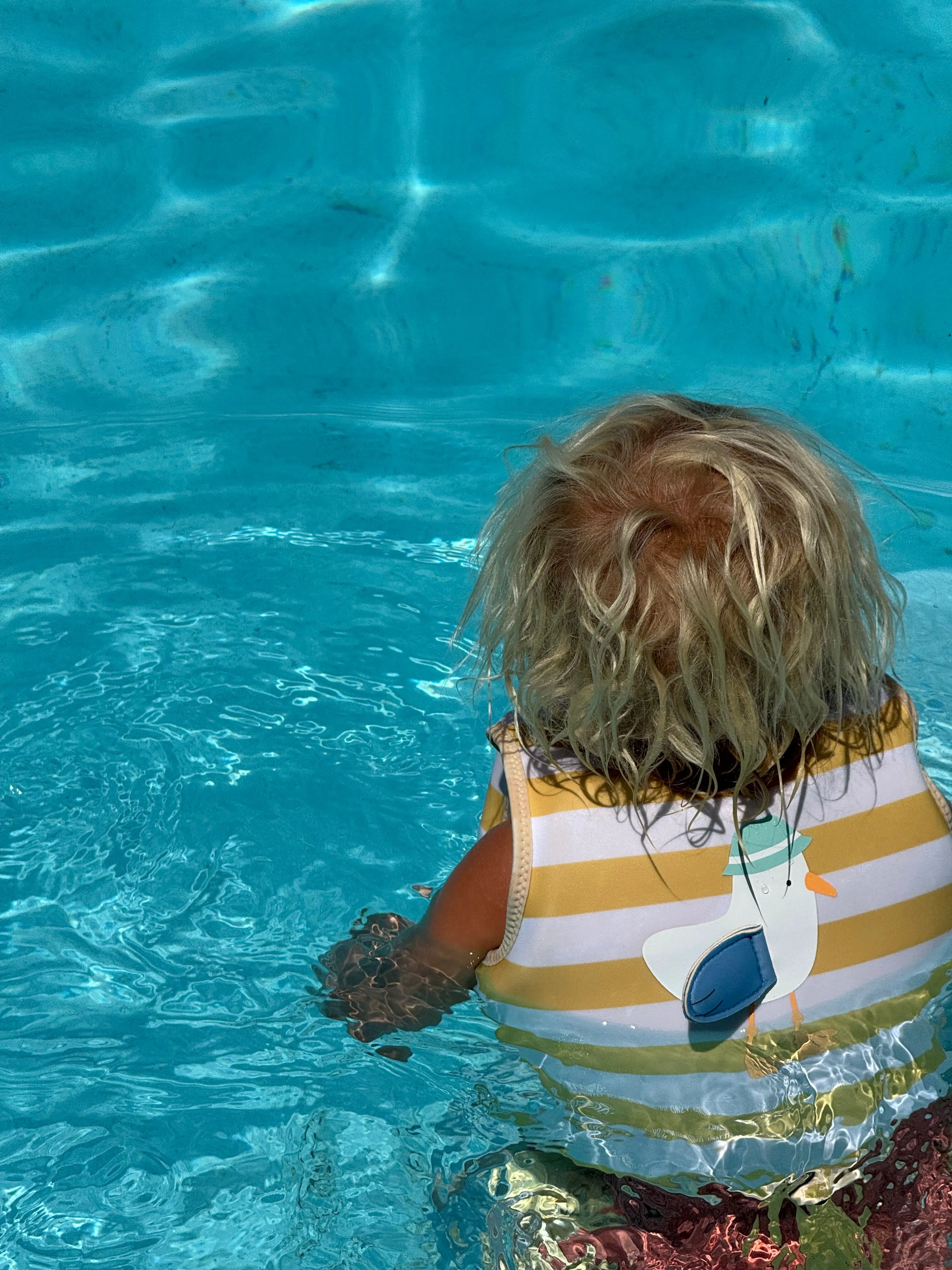 SUNNYLiFE Kids Swim Vest Sid the Seagull Mustard Stripe