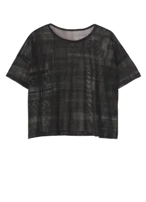 TULLE LACE PRINT LOOSE ROUND NECK T