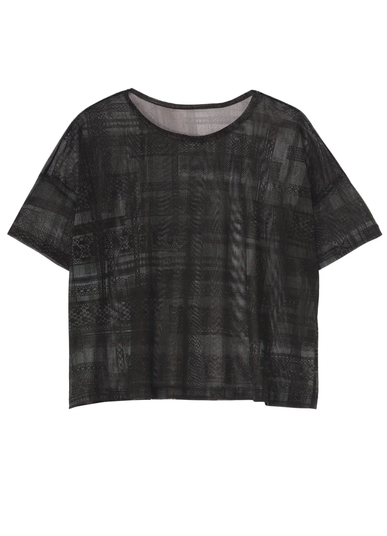 TULLE LACE PRINT LOOSE ROUND NECK T