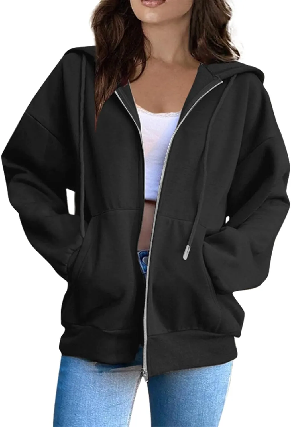 Womens Fall Fashion 2024 Zip Up Hoodies Long Sleeve Sweatshirts Y2K Jackets With Pockets Clothes