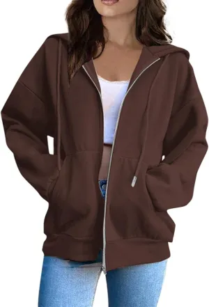 Womens Fall Fashion 2024 Zip Up Hoodies Long Sleeve Sweatshirts Y2K Jackets With Pockets Clothes