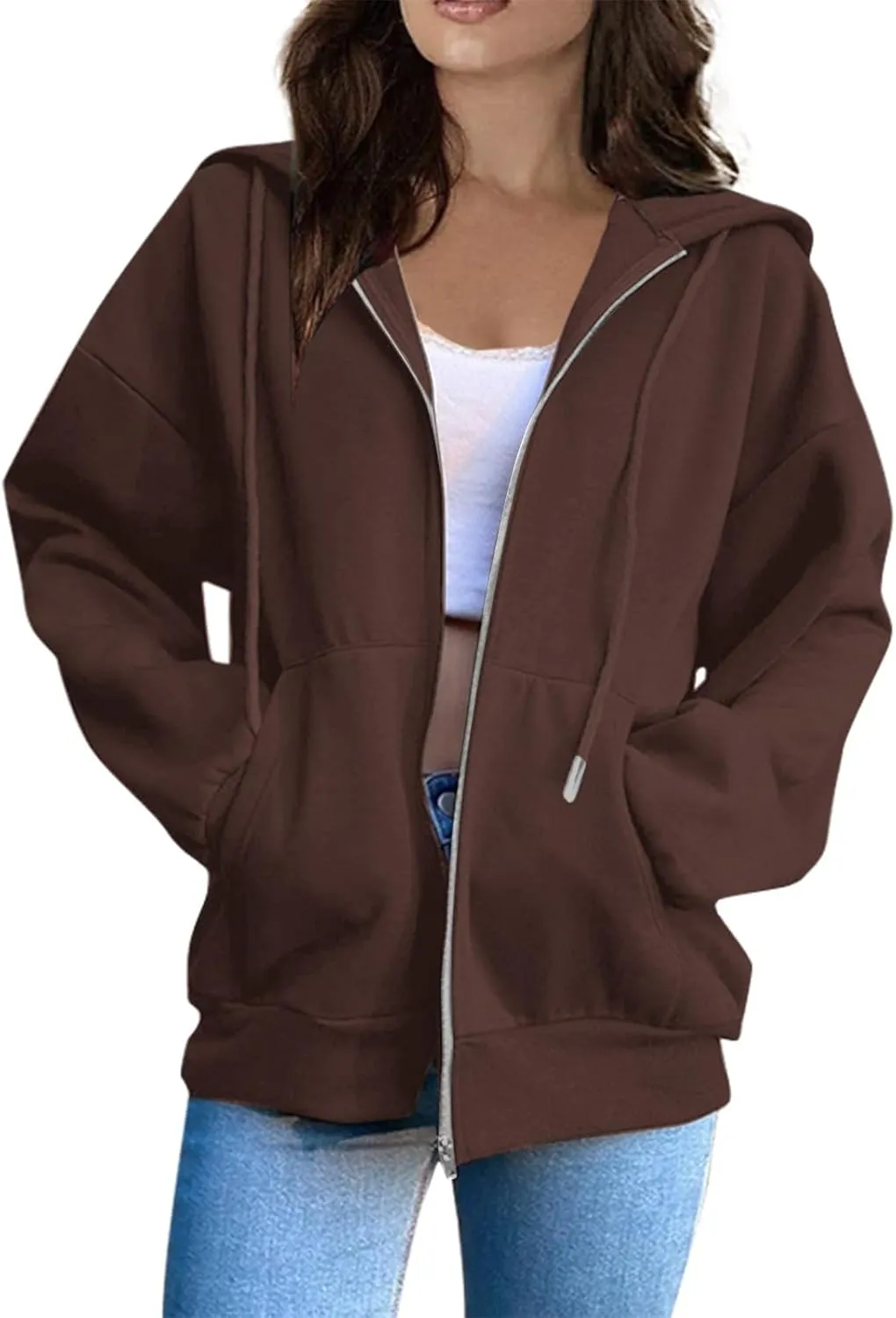 Womens Fall Fashion 2024 Zip Up Hoodies Long Sleeve Sweatshirts Y2K Jackets With Pockets Clothes