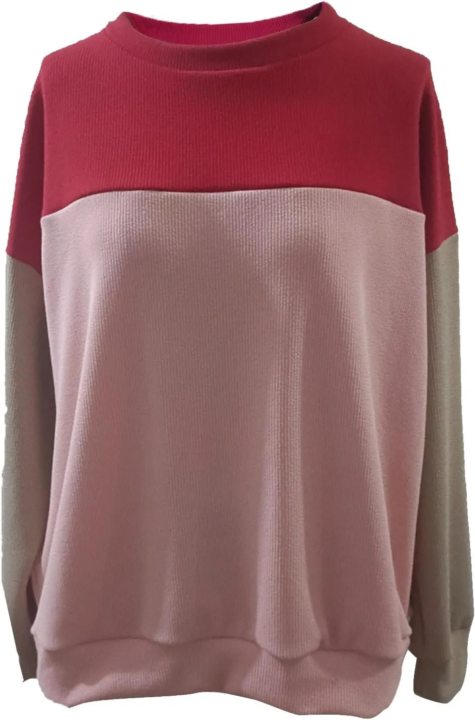 Women's Oversized Color Pullover,2024 Casual Crew Neck Long Sleeve Fleece Sweatshirts, Sweaters Tunic Cute Winter