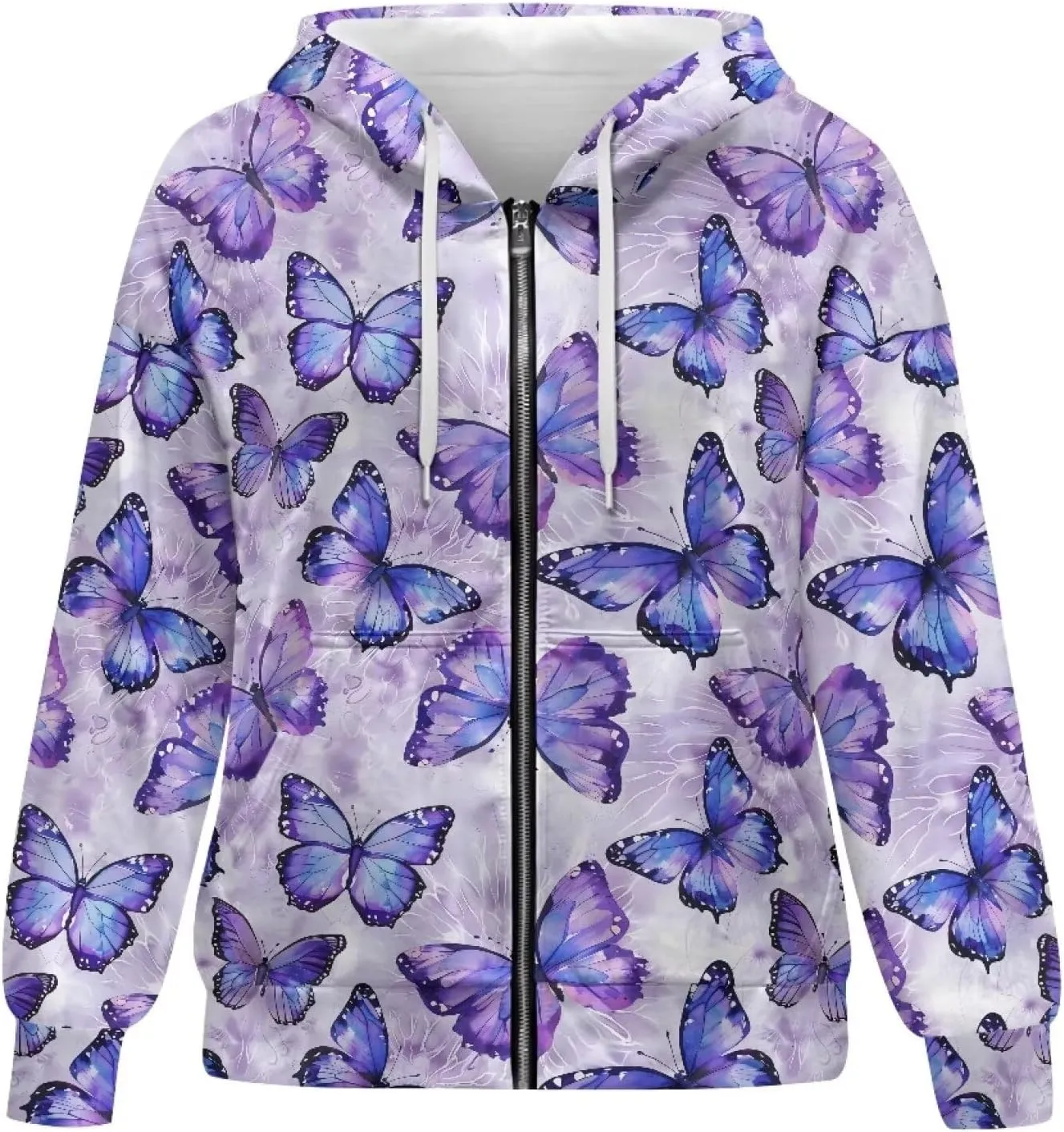 Womens Zip Up Hoodies Long Sleeve Sweatshirts Casual Oversized Fall Outfits Drop Shoulder Outdoor Sweatshirt with Pockets