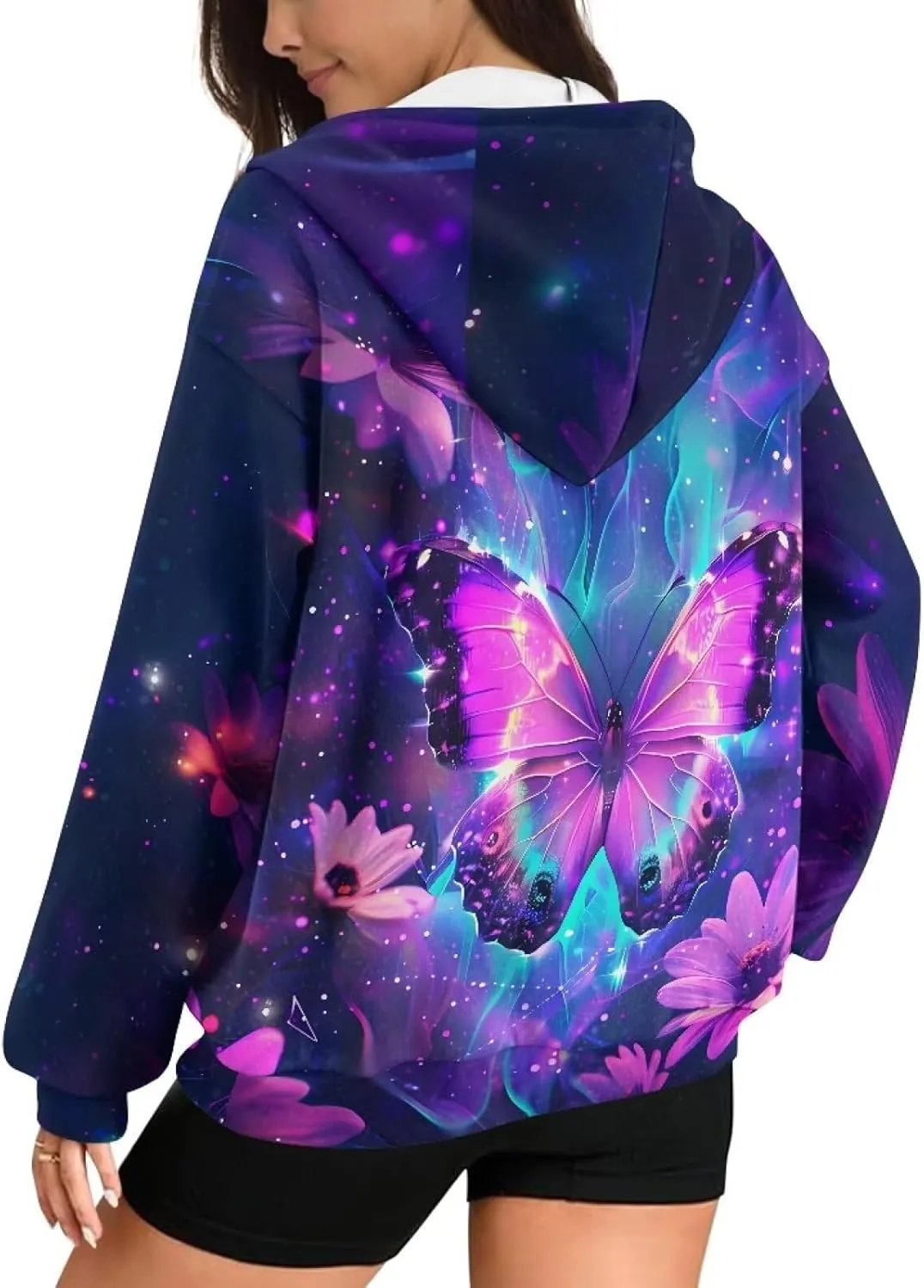 Womens Zip Up Hoodies Long Sleeve Sweatshirts Casual Oversized Fall Outfits Drop Shoulder Outdoor Sweatshirt with Pockets