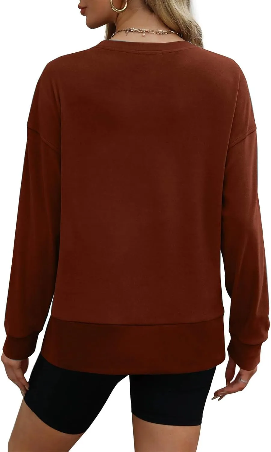 ZDRZK Crewneck Sweatshirts Women Casual Loose Lightweight Thin Fall Outfits Tops Split High Low Hem Long Sleeve Clothes
