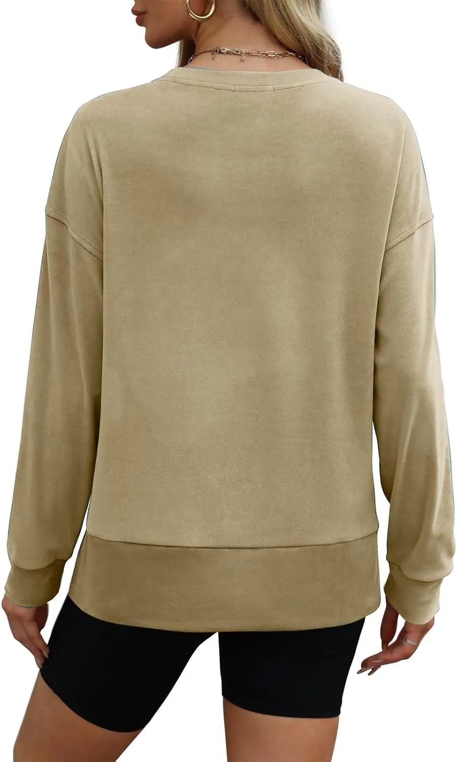 ZDRZK Crewneck Sweatshirts Women Casual Loose Lightweight Thin Fall Outfits Tops Split High Low Hem Long Sleeve Clothes