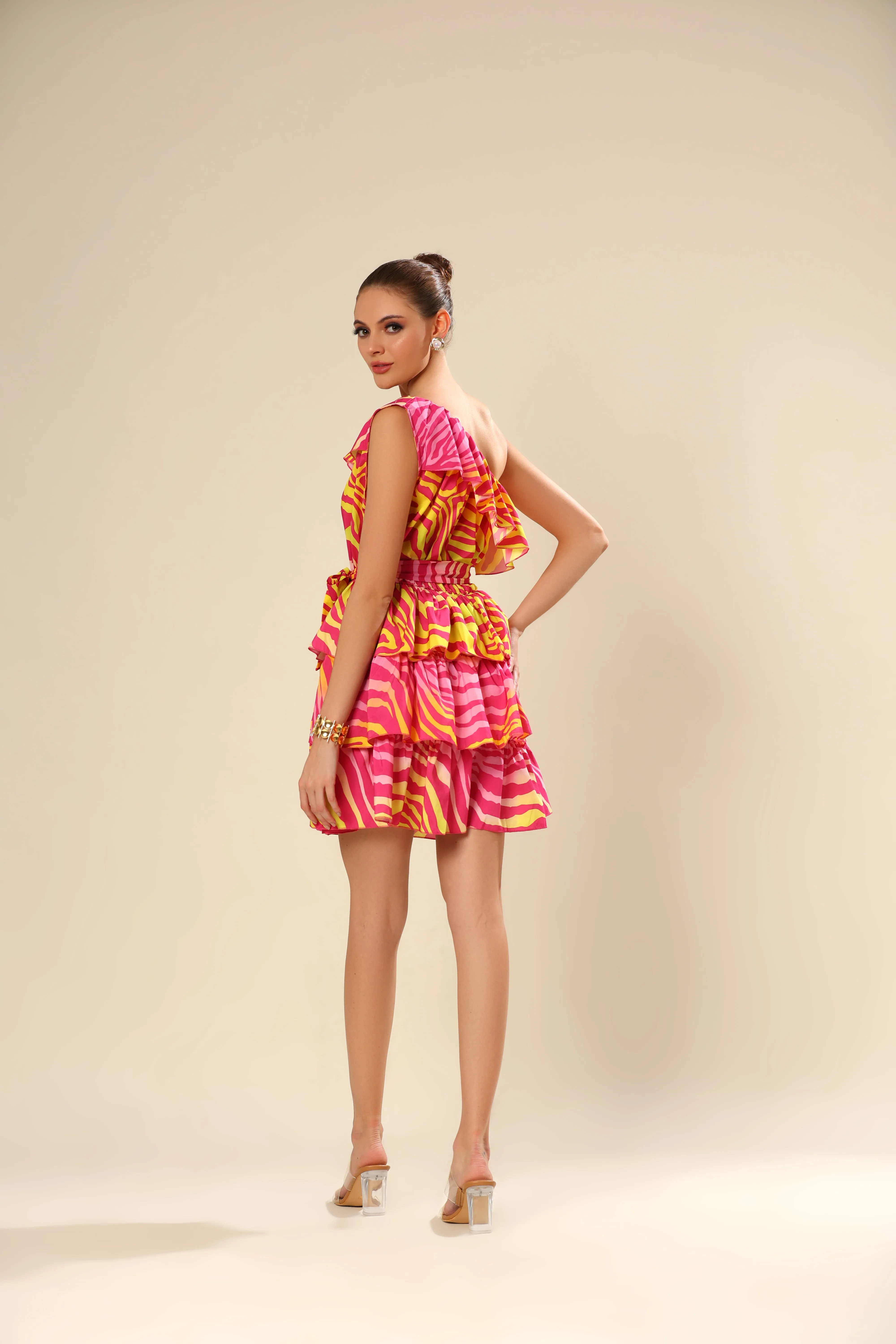 Zesty Zebra Pink Ruffle Temptation Dress