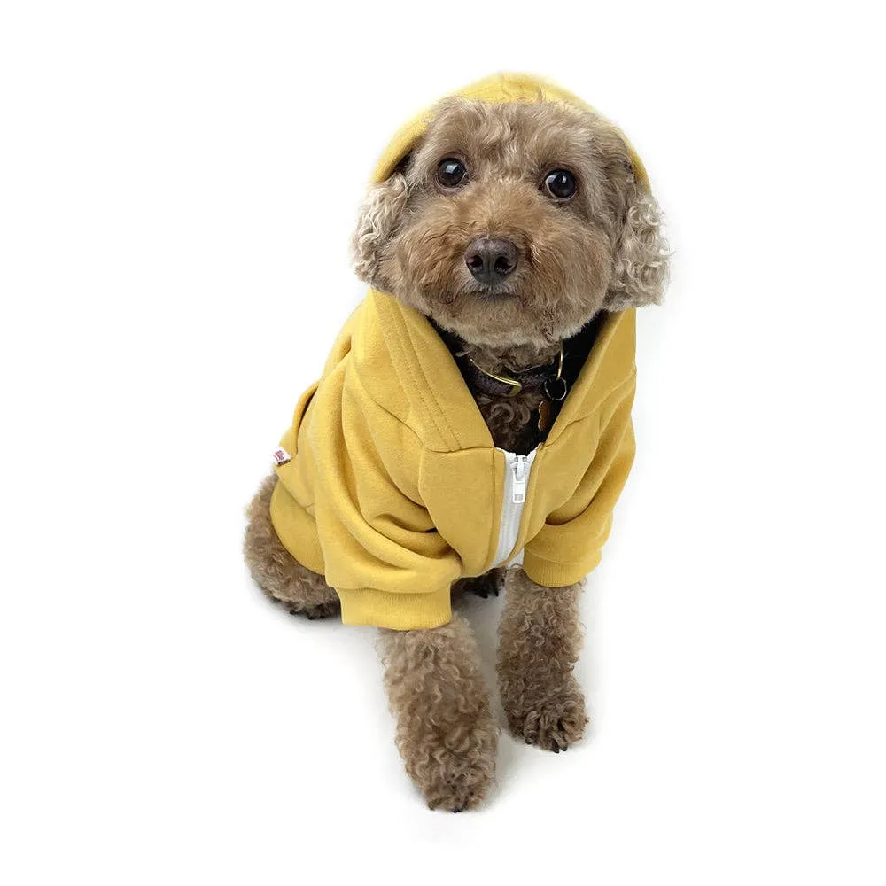 Zip Up Dog Hoodie  - Mustard Yellow: XL