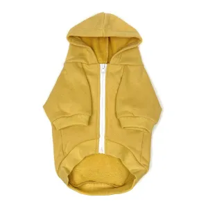 Zip Up Dog Hoodie  - Mustard Yellow: XL